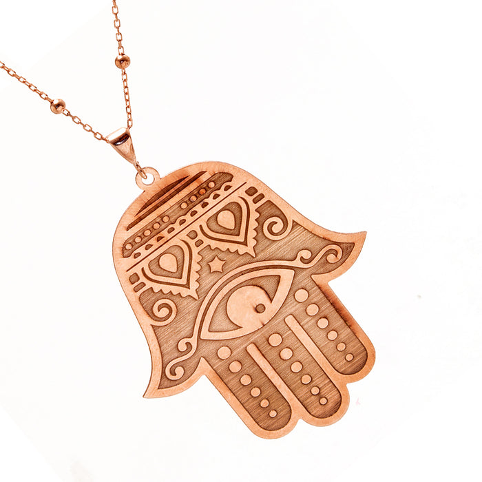 Rose Gold Plated Hamsa Hand Necklace