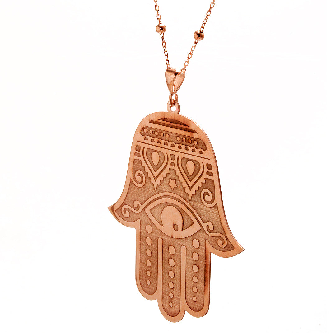 Rose Gold Plated Hamsa Hand Necklace