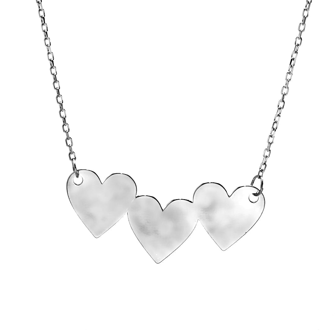 Three Hearts Silver Necklace