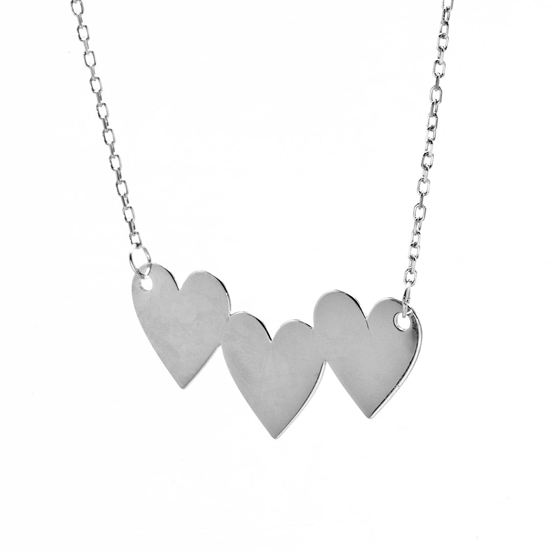 Three Hearts Silver Necklace