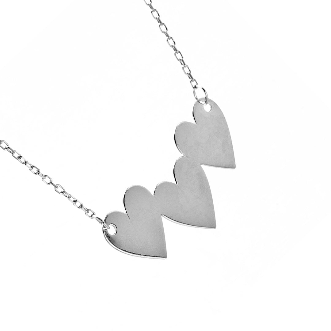 Three Hearts Silver Necklace