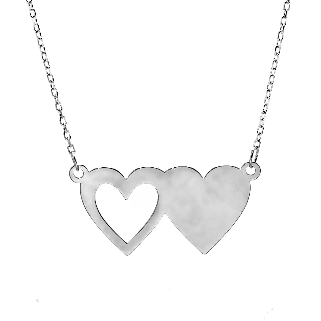 Two Hearts Silver Necklace