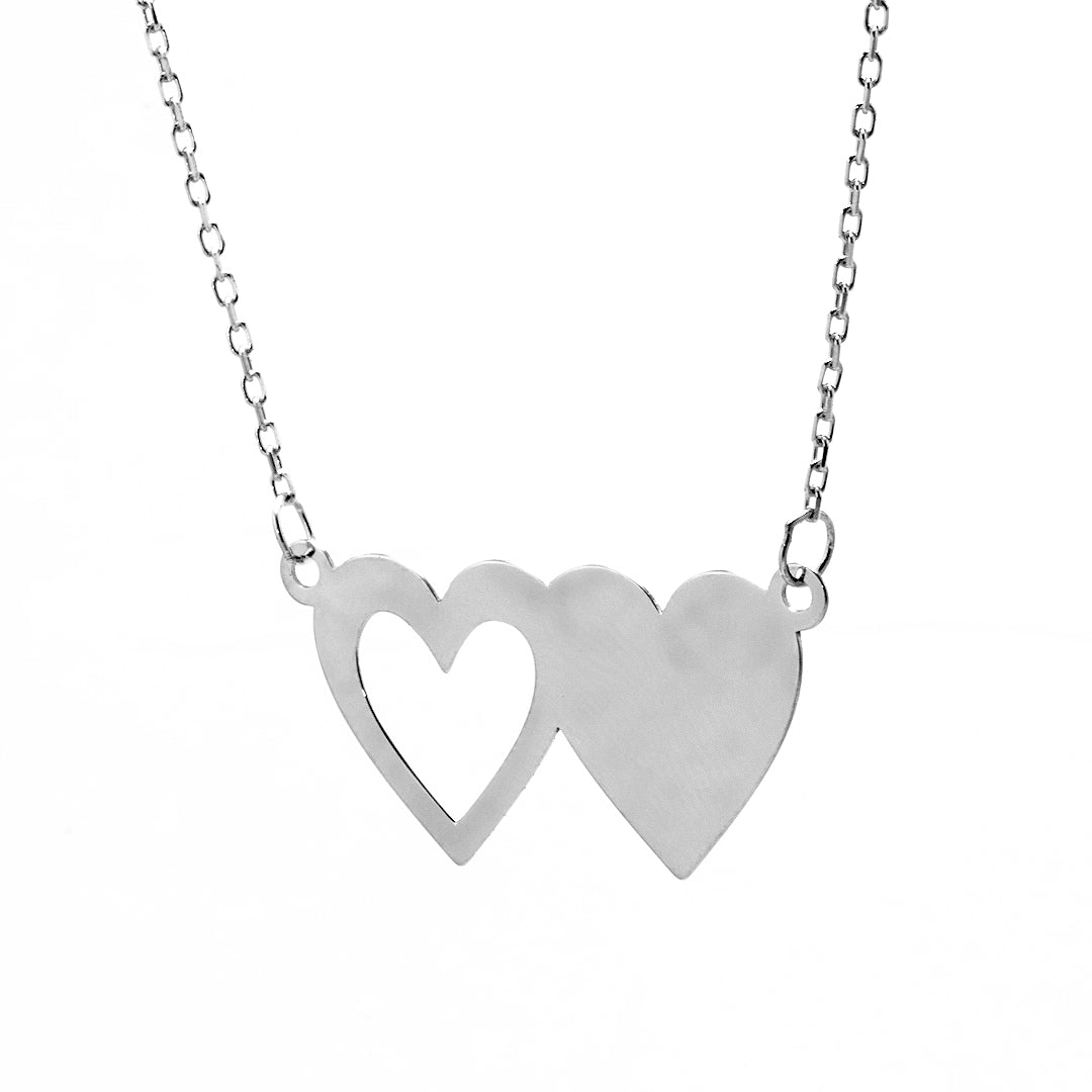 Two Hearts Silver Necklace