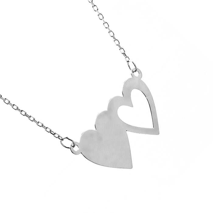 Two Hearts Silver Necklace