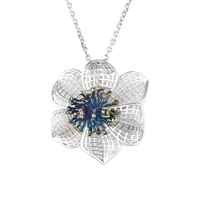 Blue and Silver Roberto Bravo Floral Necklace