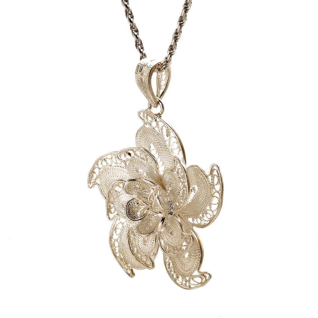 Layered Flower Silver Pendant