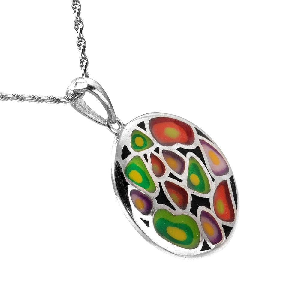 Colorful Mosaic Silver Pendant