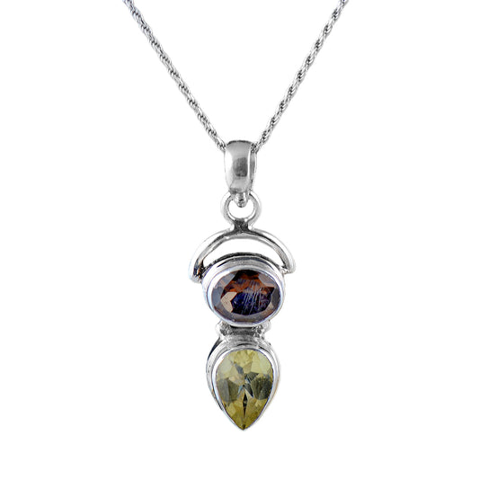 Silver, Amethyst and Peridot Pendant