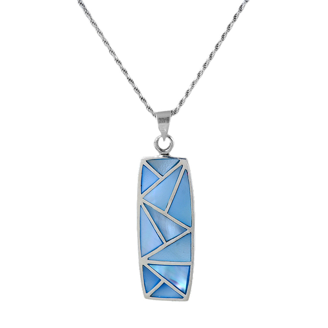 Blue Rectangle Silver Pendant