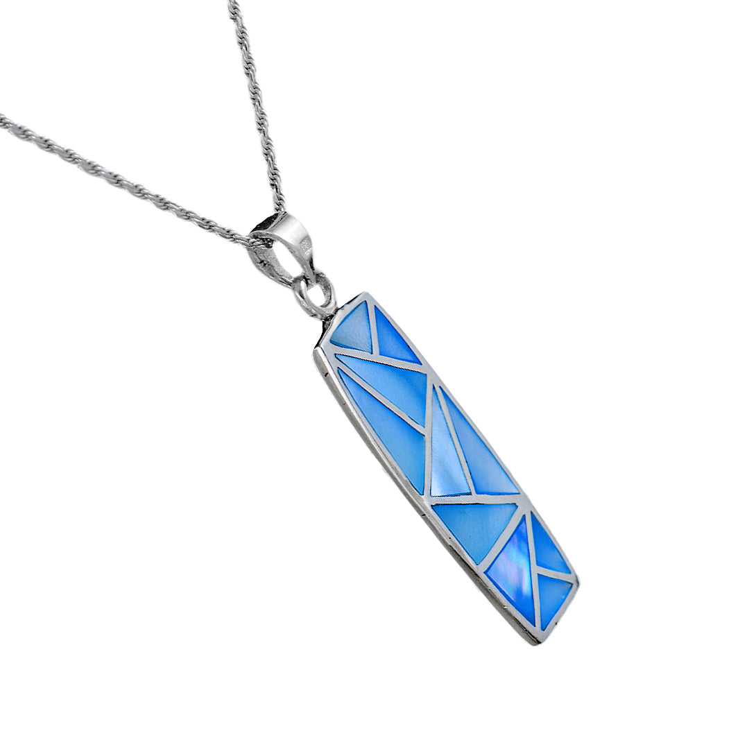 Blue Rectangle Silver Pendant