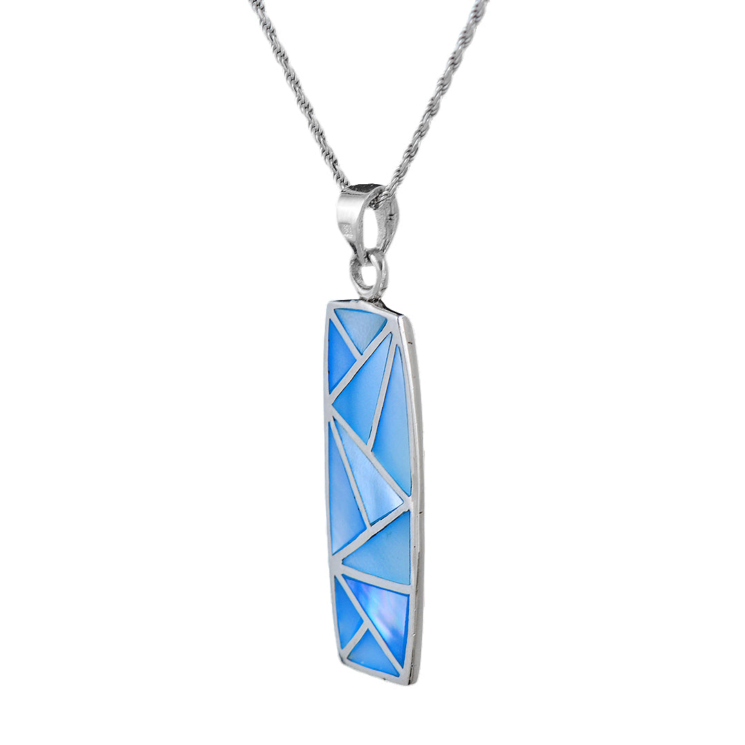 Blue Rectangle Silver Pendant