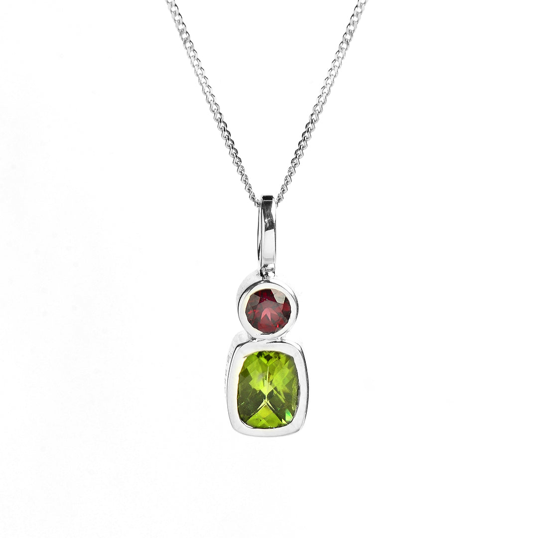 Silver, Garnet and Peridot Pendant by S. Begermi