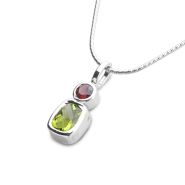 Silver, Garnet and Peridot Pendant by S. Begermi