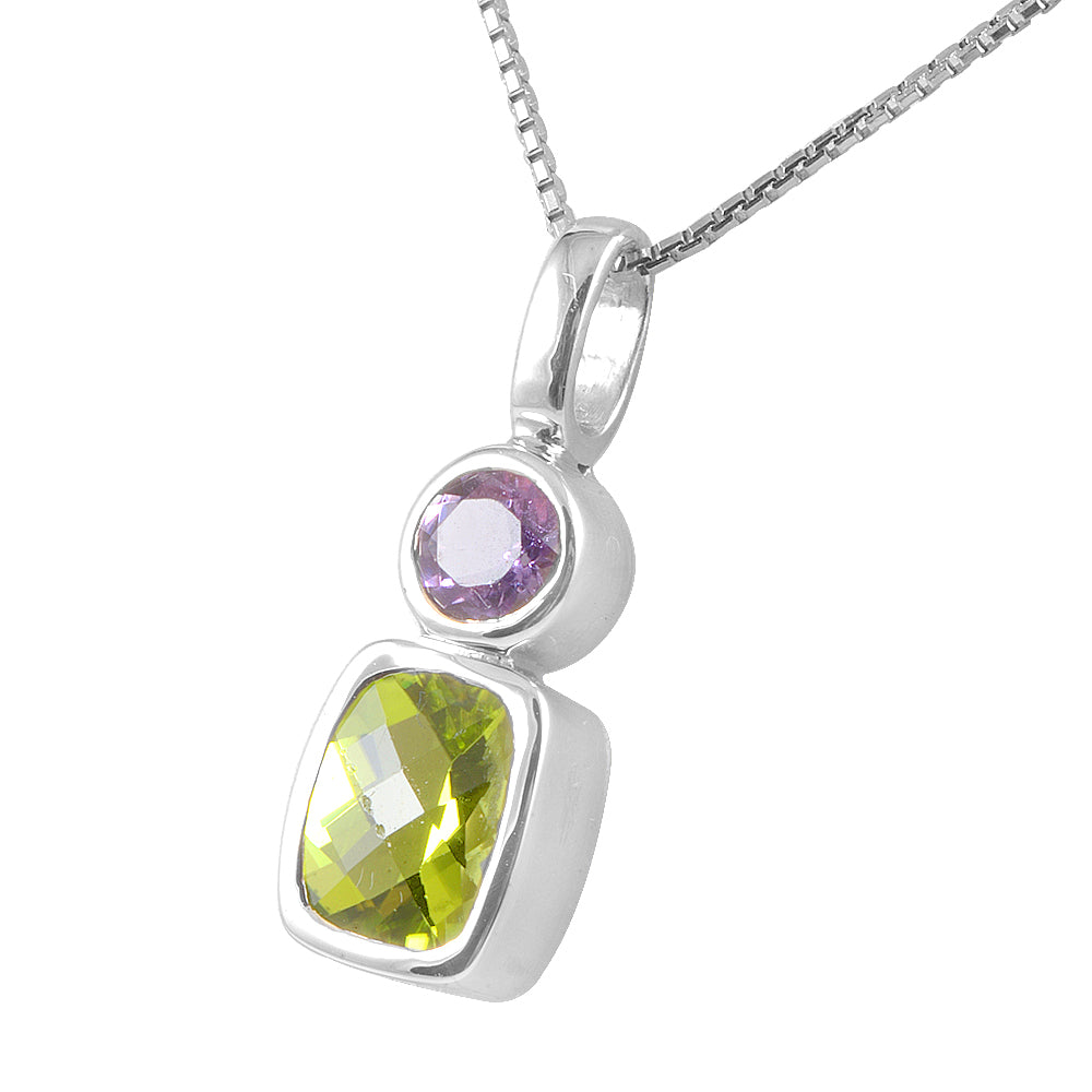 Silver, Amethyst and Peridot S. Begermi Pendant