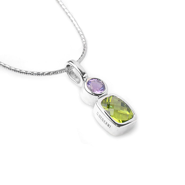 Silver, Amethyst and Peridot S. Begermi Pendant