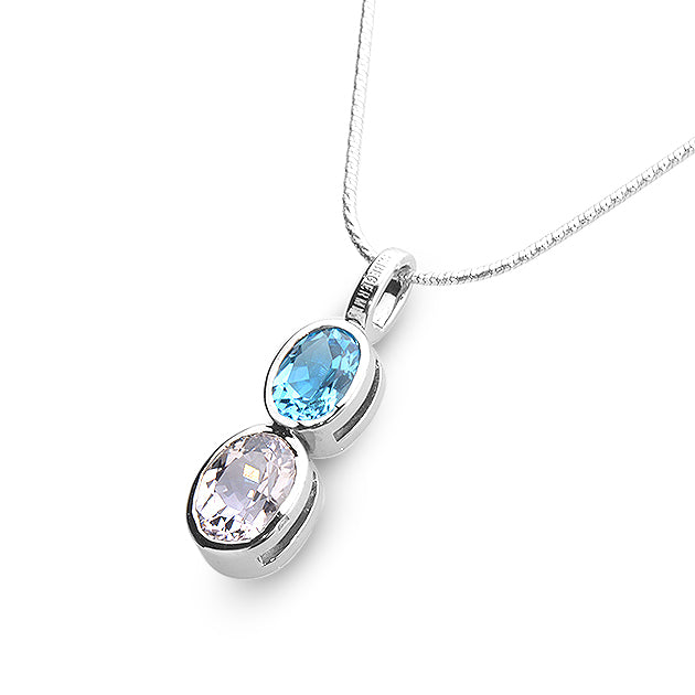 Silver, Morganite and Blue Topaz Pendant