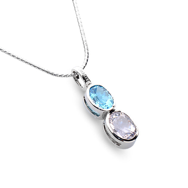 Silver, Morganite and Blue Topaz Pendant