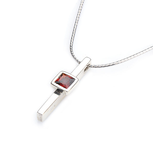 Silver and Garnet S. Begermi Pendant