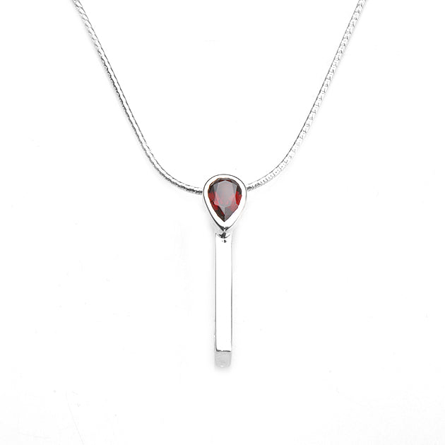 Fiery Elegance: 925 Sterling Silver Garnet Pendant by S.Begermi