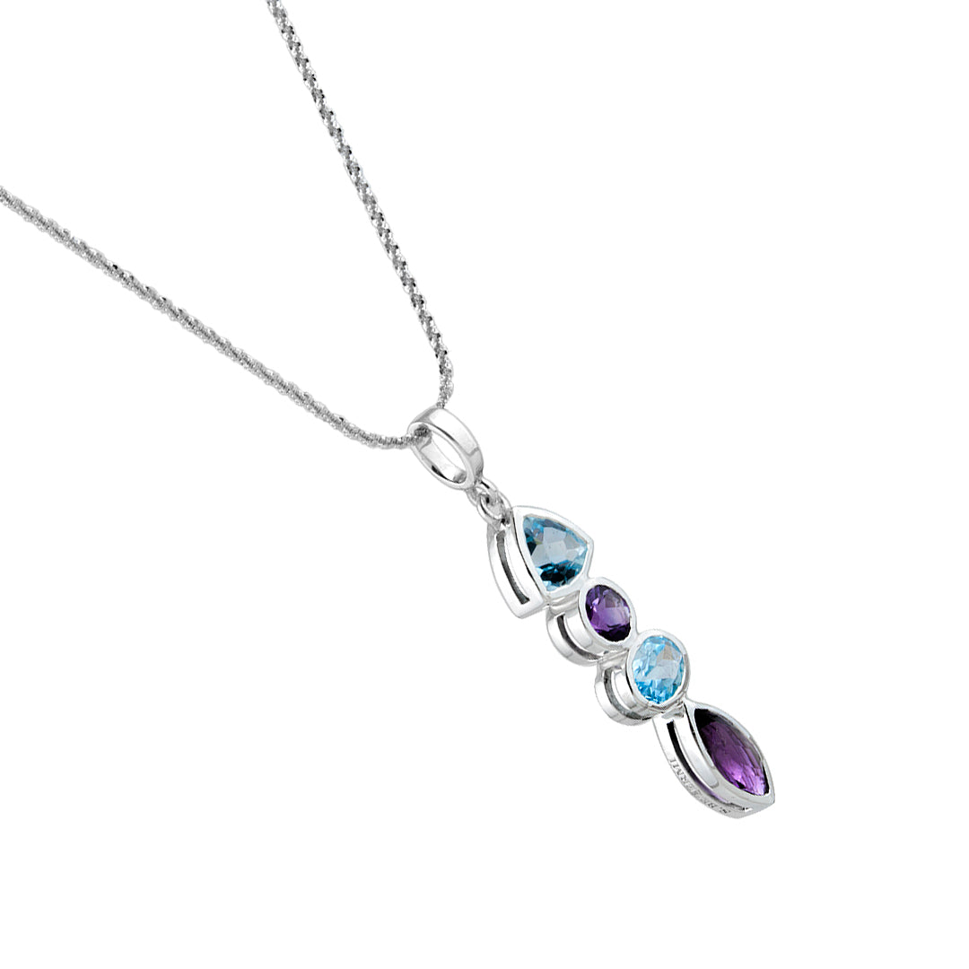 Enchanted Duo: Amethyst and Blue Topaz S. Begermi Pendant