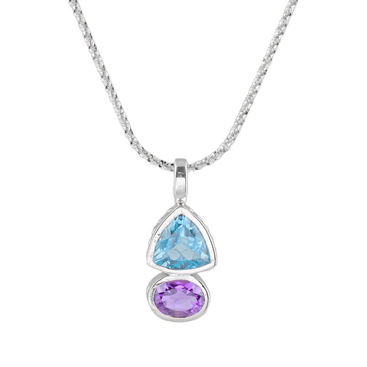 Sterling Silver Amethyst & Blue Topaz Pendant