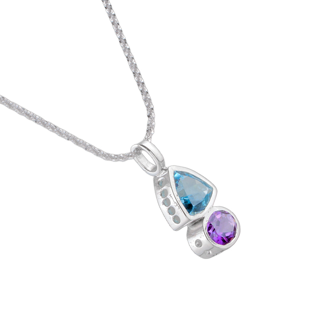 Sterling Silver Amethyst & Blue Topaz Pendant