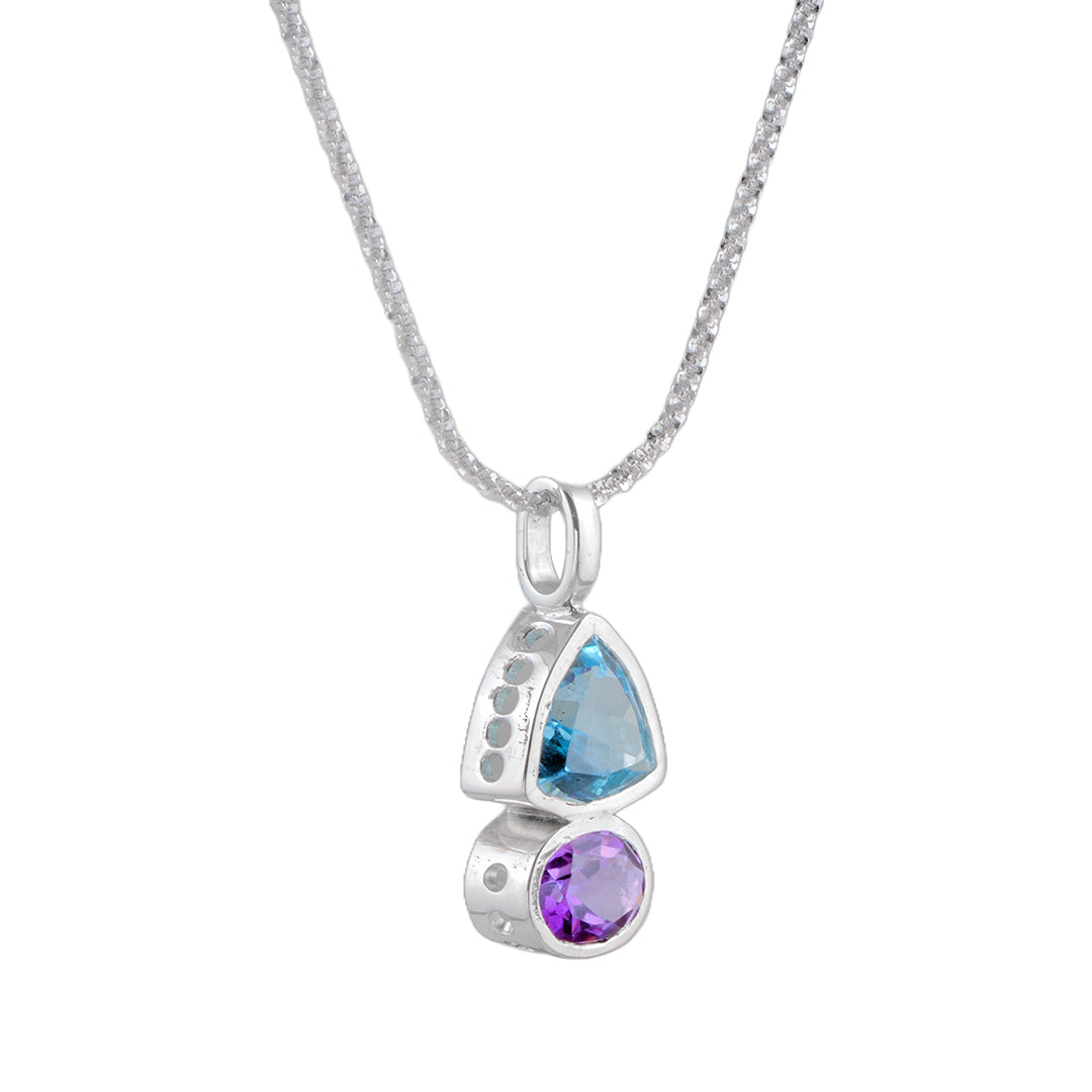 Sterling Silver Amethyst & Blue Topaz Pendant