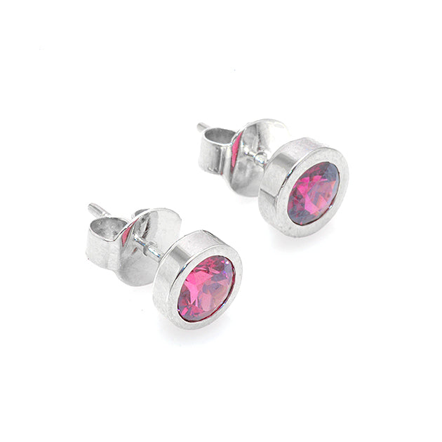 Silver and Rubellite Studs by S.Begermi