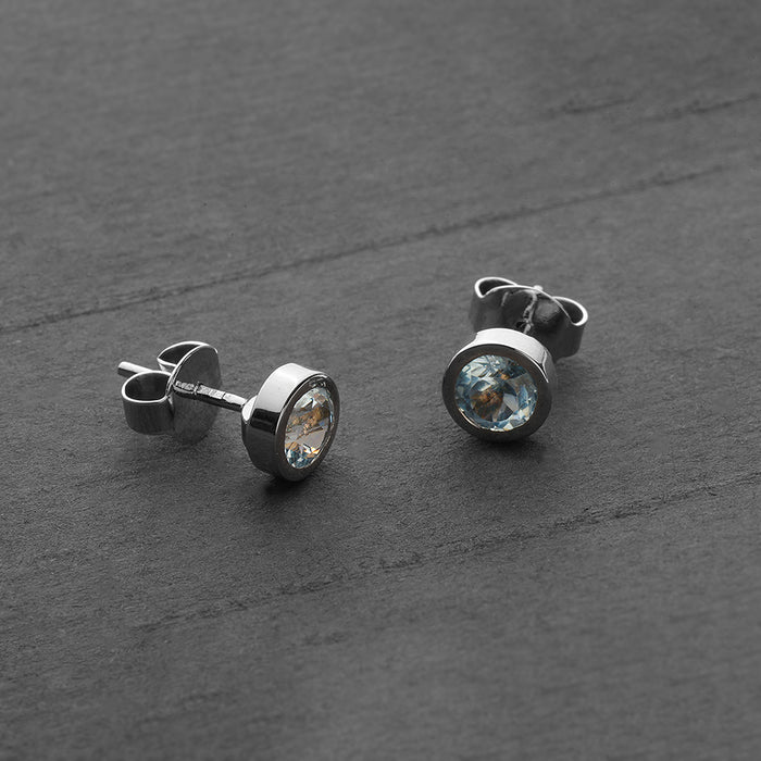 Silver and Blue Topaz Studs