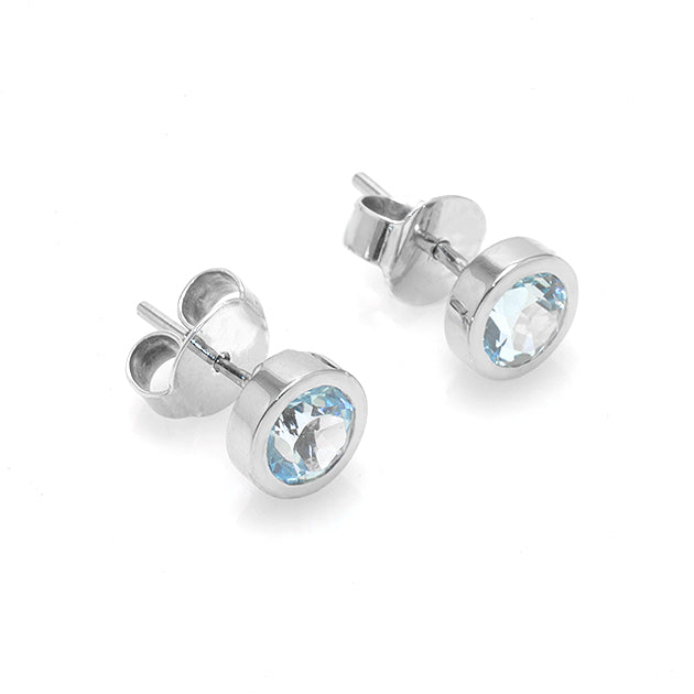 Silver and Blue Topaz Studs