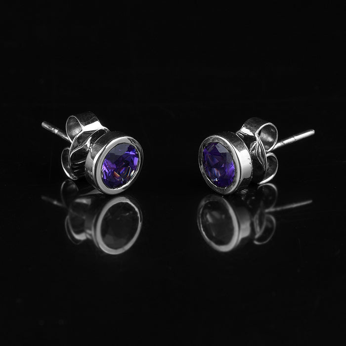 Silver and Amethyst Studs by S.Begermi