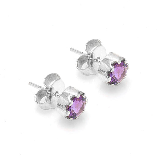 Silver and Amethyst Studs