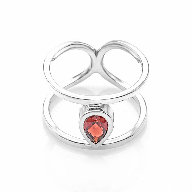 Silver and Garnet S.Begermi Ring