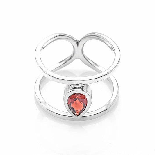 Silver and Garnet S.Begermi Ring