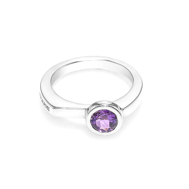 Sophisticated Radiance: S. Begermi 925 Sterling Silver Amethyst Ring