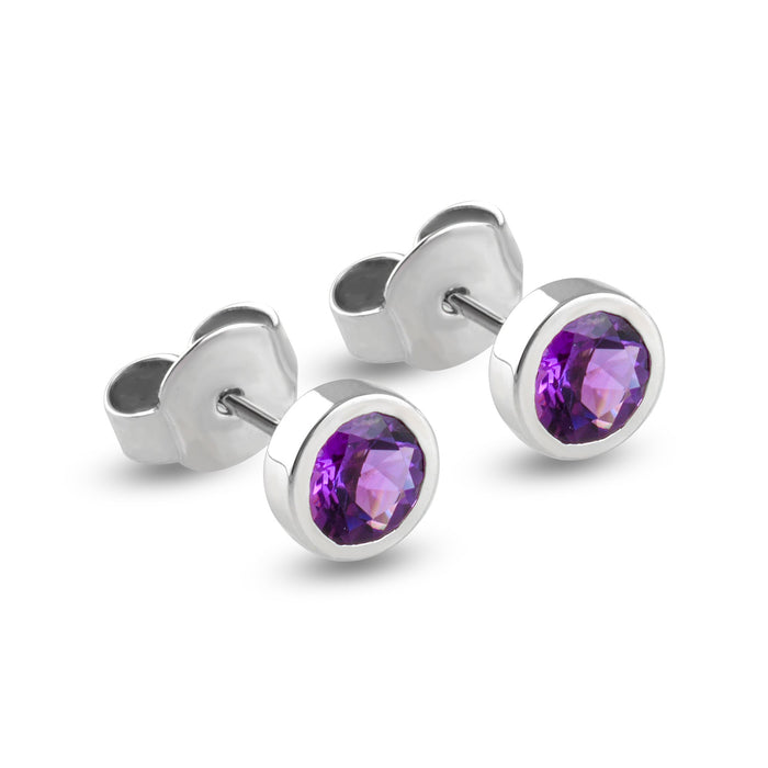 Silver and Amethyst Studs